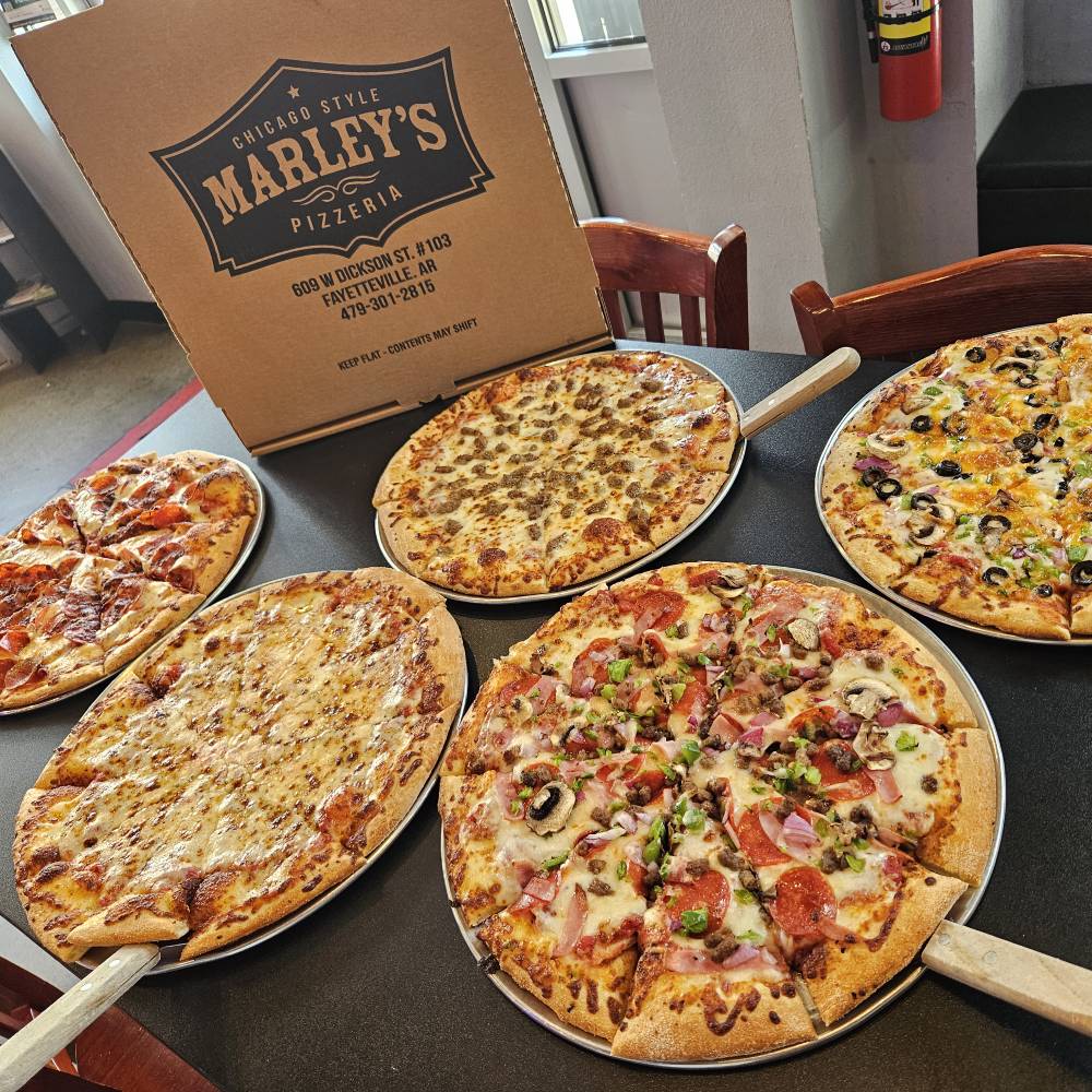 Variety of Pizzas from Marley's Pizzeria in Fayetteville AR